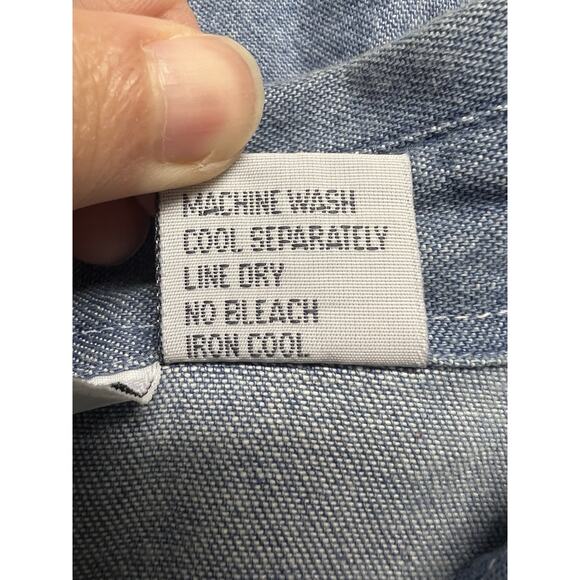 Vintage Women’s Denim Button Down Shirt Size 18 Embroidered Floral Cottage 90s - Picture 13 of 13